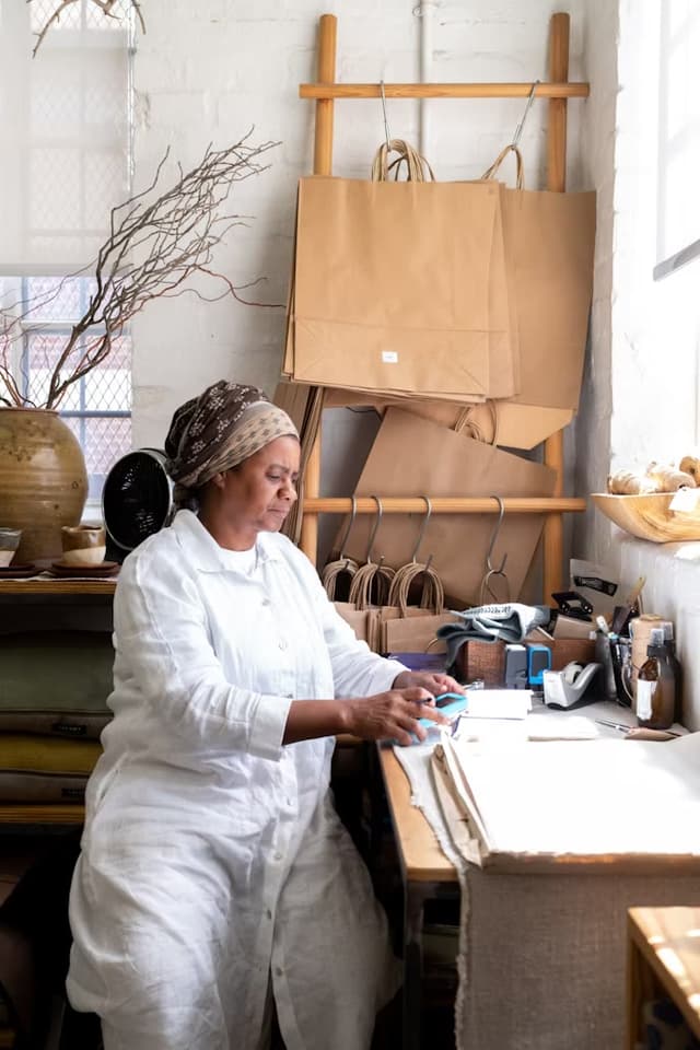 Fondatoare într-un atelier de creație